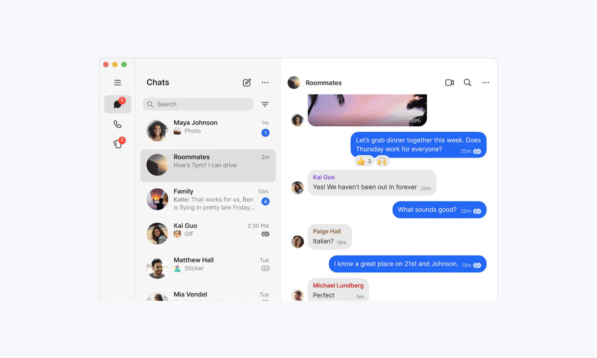 Signal 官方 macOS 消息界面示例